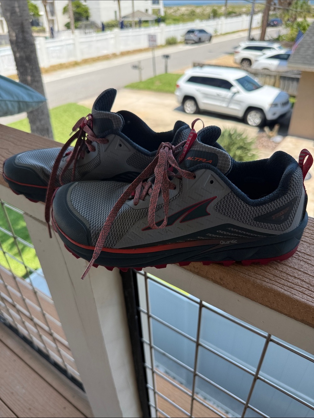 Altra Gray and Red Women's Trail Running Shoes - Picture 4 of 14